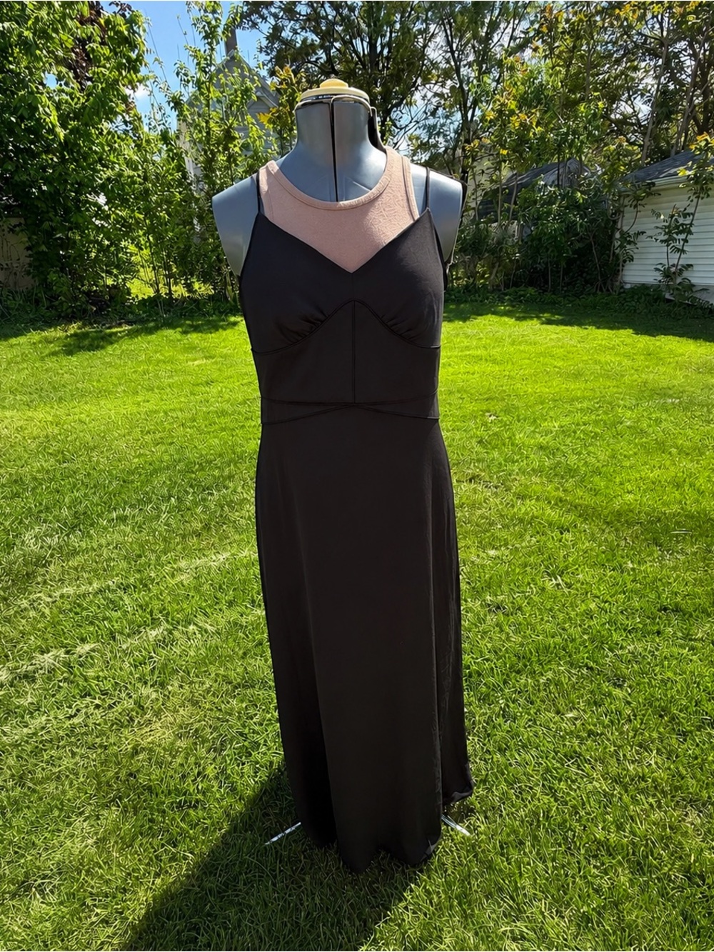Banana Republic Black Maxi Slip Dress Size 14 NWT Minimalist Elegant - Picture 2 of 5